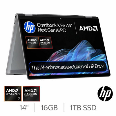 Hp Omnibook X Flip 14-Fk0009Na 14 Inch 2-In-1 Oled Laptop, Ryzen Ai 7 350, 16Gb Ram, 1Tb Ssd, 3K Display, Radeon 860M, Windows 11