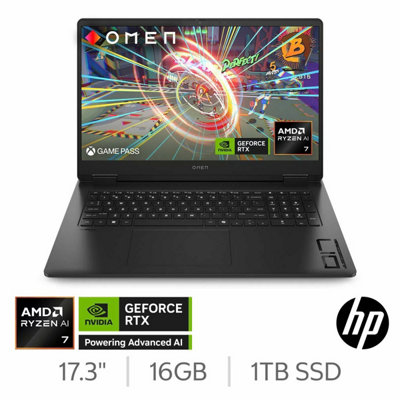 Hp Omen 17-Db1000Na 17.3 Inch Gaming Laptop, Ryzen Ai 7 350, 16Gb Ddr5 Ram, 1Tb Ssd, Rtx 5060, 144Hz Fhd Display, Windows 11