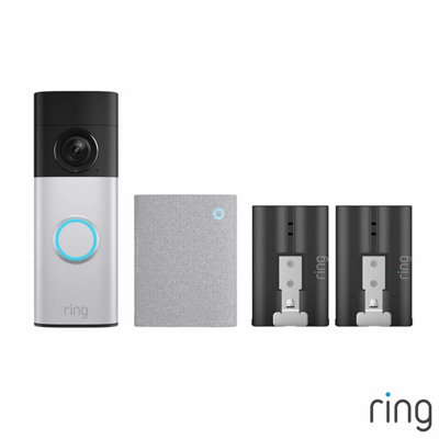 Ring Video Doorbell Plus 2Nd Gen 2K Retinal Video Chime 3Rd Gen Dual Battery Pack Motion Alerts Smart Doorbell Kit from B&Q