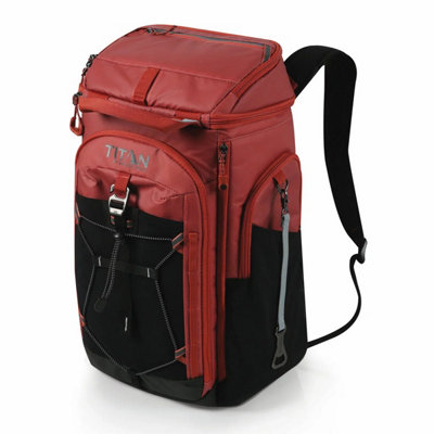 Titan 26 Can Backpack Cooler Red With 2 Ice Walls Leak Proof Insulated Cooler Bag For Camping Hiking Beach Travel from B&Q