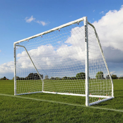 Xample Quickplay Q-Fold Match 3X2M Folding Futsal Goal 9.8X6.6Ft Portable Football Goal Upvc Frame Easy Storage White from B&Q