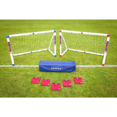 Xample Samba 6Ft X 4Ft Football Goal Set With Carry Bag And Training Bibs Heavy Duty Weatherproof Upvc Goal For Garden Practice from B&Q