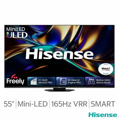 Hisense 55U8Qtuk 55 Inch Mini Led 4K Ultra Hd Smart Tv, 165Hz Vrr, Dolby Vision Iq, Dolby Atmos, Vidaa Smart Os