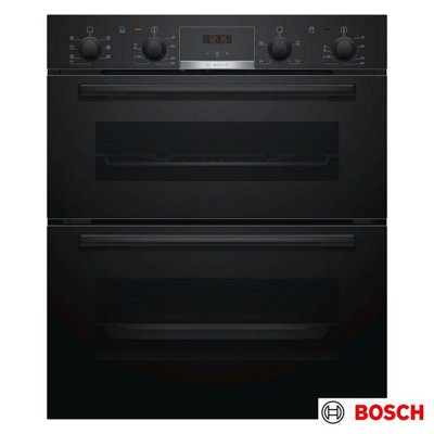 Xample Bosch Series 4 Nbs533Bb0B Built-In Double Oven, 81L Capacity, 3D Hotair, Ecoclean Direct, A Rated, Black