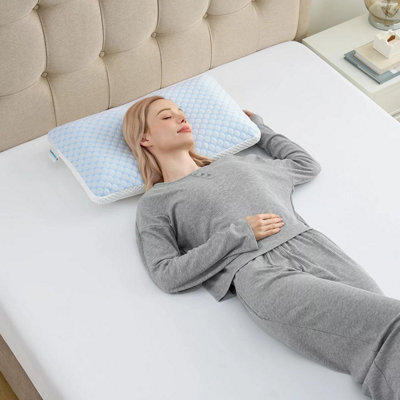 Xample Sleep Renew Cooling Memory Foam Pillow, Ergonomic Contour Design, Dual-Sided Cooling Cover, Neck & Head Support, 37 X 61 Cm