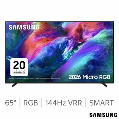 Samsung Mre65R85Hauxxu 65 Inch Micro Rgb 4K Ultra Hd Smart Tv, 144Hz Vrr, Hdr10+, Smart Tv, Black