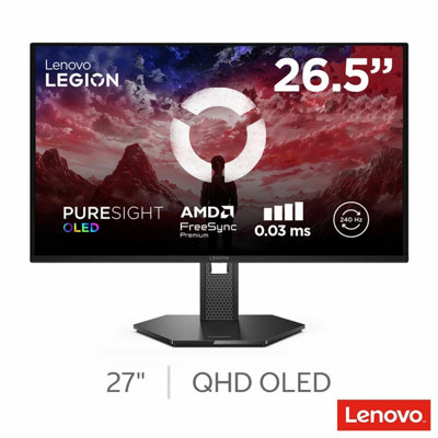 Lenovo Legion 27Q-10 27 Inch Qd-Oled Gaming Monitor, Qhd 240Hz Display, 0.03Ms Response Time, Amd Freesync Premium, Hdr, Black
