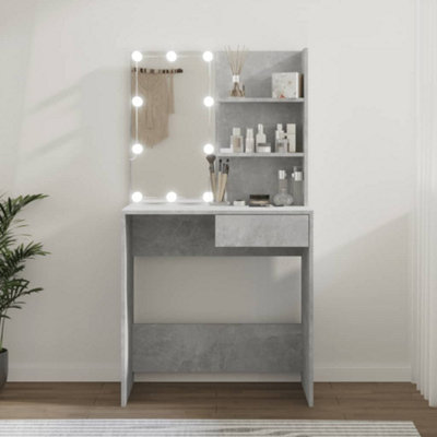 Berkfield Dressing Table With Led Concrete Grey 74.5X40X141 Cm from B&Q