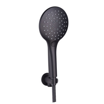 Essential Black Round Hand Shower And Bracket from B&Q