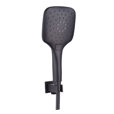 Essential Black Square Hand Shower And Bracket from B&Q