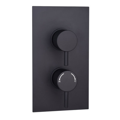 Menai Black Round Thermostatic Shower Valve2 Outlet from B&Q