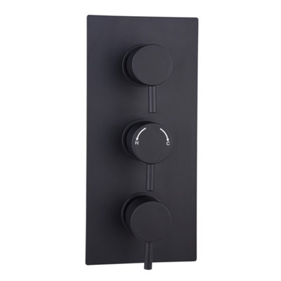 Menai Black Round Thermostatic Shower Valve2 Outlet from B&Q