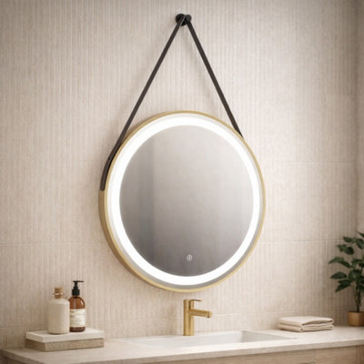 Delilah Brushed Brass Round Illuminated Led Mirror 600X800mm from B&Q