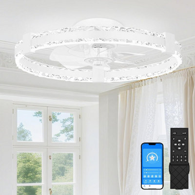Sunkenet Ceiling Fans With Lights And Remote50 Cm Led Fan Light3000 K-6500 K Dimmable Smart 6 Wind Speeds & ReversibleWhite from B&Q