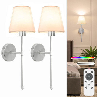 Niorsun 19.9 Inch Battery Operated Wall LightBrushed Nickel Rechargeable Lights With 5200 Mah Dimmable Detachable Bulbs And from B&Q
