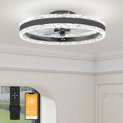 Volisun Ceiling Fans With Lights And Remote50 Cm Smart Crystal Fan Light6 Speeds 3000 K-6500 K Dimmable Quiet For Bedroom from B&Q