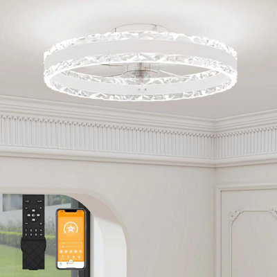 Volisun Ceiling Fans With Lights And Remote50 Cm Smart Crystal Fan Light6 Speeds 3000 K-6500 K Dimmable Quiet For Bedroom from B&Q