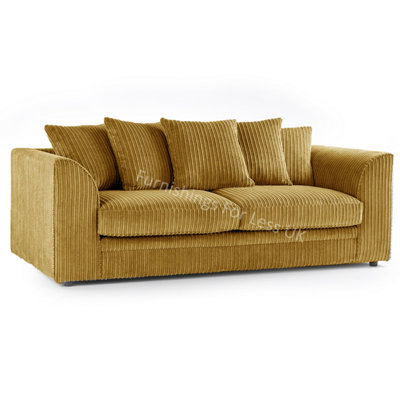 Furnishings For Less UK Luxor Jumbo Cord Mustard Fabric 3 Seater Sofa from B&Q