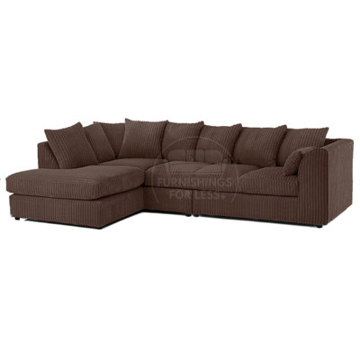 Furnishings For Less UK Luxor Chocolate Jumbo Cord Large 5 Seater Corner Sofa Long Left Hand Facing from B&Q
