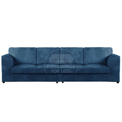 Furnishings For Less UK Luxor Long Fabric Jumbo Cord 4 Seater SofaFull Back Marine Blue from B&Q