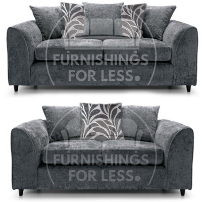 Furnishings For Less UK Zina Grey Chenille Fabric 3 + 2 Seater Sofa Suite from B&Q