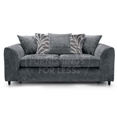 Furnishings For Less UK Zina Grey Chenille Fabric 3 Seater Sofa Scatter Back from B&Q