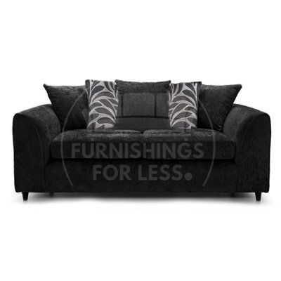 Furnishings For Less UK Zina Black Chenille Fabric 3 Seater Sofa Scatter Back from B&Q