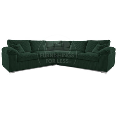 B&Q -  Delta Large Green 5 Seater Corner Sofa Jumbo Cord L Shape