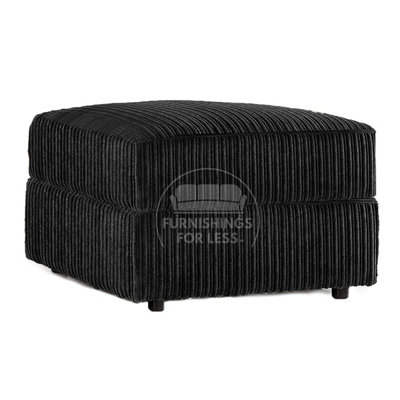 Furnishings For Less UK Luxor  Delta Ferguson Black Fabric Soft Jumbo Cord Footstool from B&Q