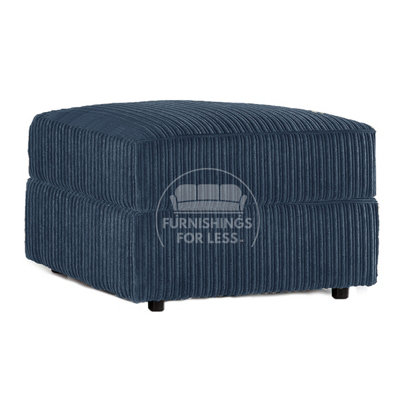 Furnishings For Less UK Luxor  Delta  Ferguson Blue Fabric Soft Jumbo Cord Footstool from B&Q