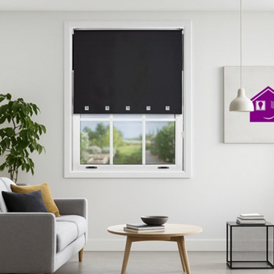 Furnished Made To Measure Blackout Roller Blinds With Square EyeletsBlack Roller Blind (W210Cm (L)210Cm from B&Q