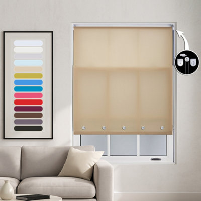 Cappuccino Daylight Roller Blind With Chrome Round Eyelets And Metal Fittings Cut To Size By Furnished(W)240Cm X (L)210Cm from B&Q