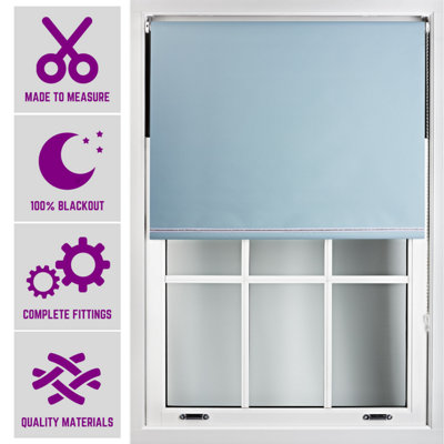 Furnished Blackout Blind With Diamante Braiding Free Cut ServiceDuck Egg Blue (W)60Cm X (L)165Cm from B&Q