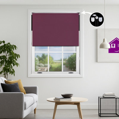 Furnished Made To Measure Blackout Roller Blinds With Metal FittingsAubergine Blind For Home And Office (W)90Cm (L)210Cm from B&Q