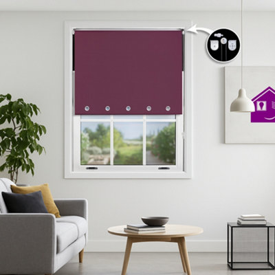 Furnished Thermal Blackout Roller Blinds With Round Eyelets & Metal FittingsAubergine (W)90Cm (L)210Cm from B&Q