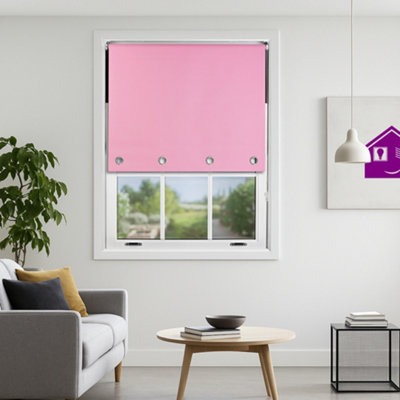Furnished Made To Measure Blackout Roller Blinds With Big Round EyeletsPink Blind (W210Cm (L)210Cm from B&Q