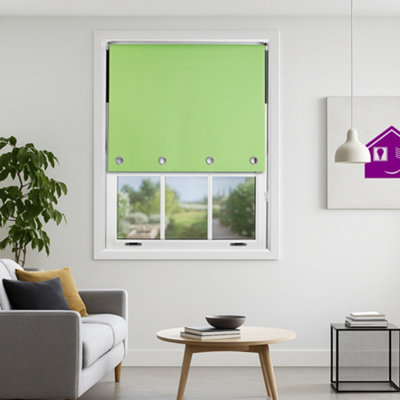 Furnished Made To Measure Blackout Roller Blinds With Big Round EyeletsLime Green Blind (W)120Cm (L)210Cm from B&Q