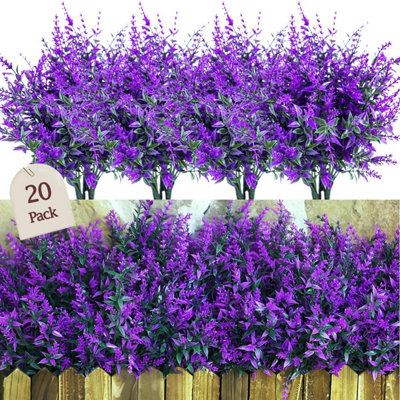 Sredumn 20 Bundles Artificial FlowersPlants Outdoor,uv Resistant Plastic Shrub Fake For OutsideGardenHangingBasket from B&Q