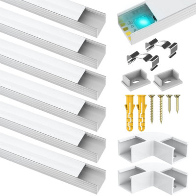 6 Pack Led Aluminum Profile For Philips Hue Strip Lights Etc,1 M / 3.3 Ft U-Shape ChannelDiffuser With Milky White CoverEnd from B&Q