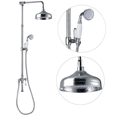 Buyaparcel Victorian Traditional Shower Mixer Rigid Riser Kit Diverter Chrome Ceramic Lever from B&Q