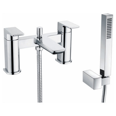 RAK Ceramics Rak Moon Polished Chrome Deck Mounted Bath Shower Mixer Tap With Handset (2 Tap Hole) from B&Q