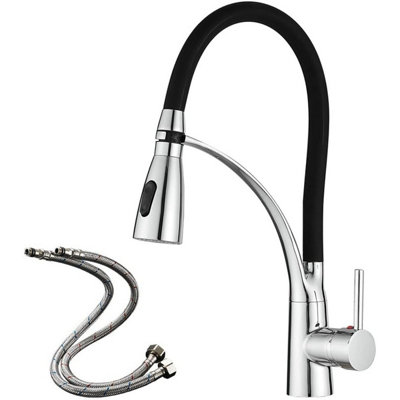 Heable Sleek Kitchen Mixer Tap With Pull Down Sprayer 360 Swivel Solid Brass Chrome Finish from B&Q
