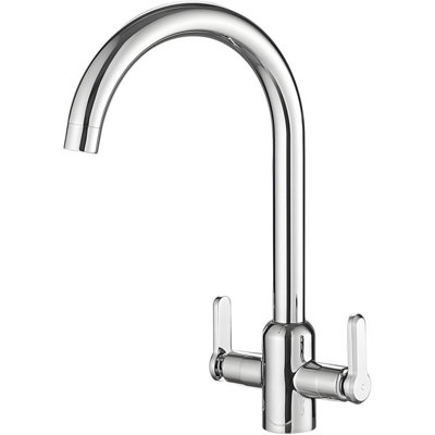 Heable Sleek Kitchen Mixer Tap Dual Lever Swivel Spout Chrome Brass Uk Standard Fittings from B&Q