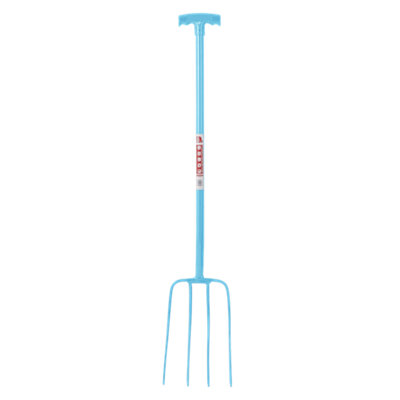 Red Gorilla 4 Prong Manure Fork With T HandleHeavy Duty High-Tensile SteelLightweight & ErgonomicSky Blue from B&Q
