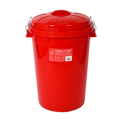 Red GorillaGorilla Bin™ 80L With Clip LidHeavy-Duty Plastic Storage BinStackableWeather-ResistantSecure-Locking Lid from B&Q