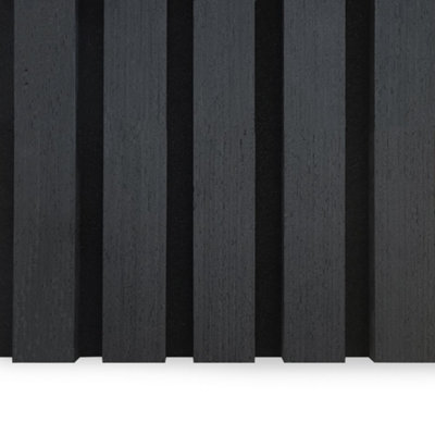 Acoustic Wall Panels Charcoal Black Oak 2400 X 600mm from B&Q
