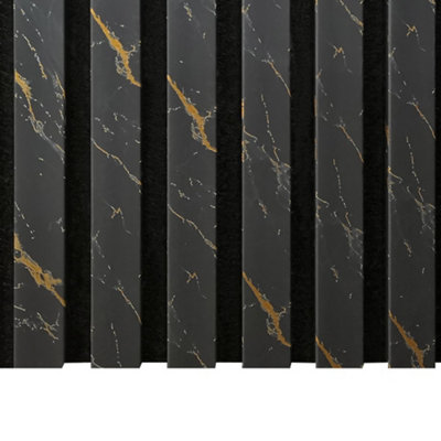 Acoustic Wall Panel Decorative Marble Effect (Black/gold) 2400 X 600mm from B&Q