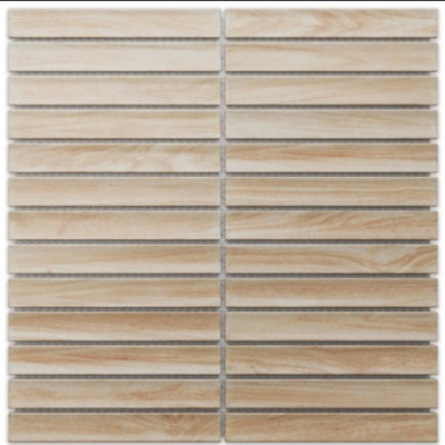 Ilcom Mosaic Tile Sheet In Ceramic On Mesh 29.6Cm X 30.0CmLight Wood Piano from B&Q