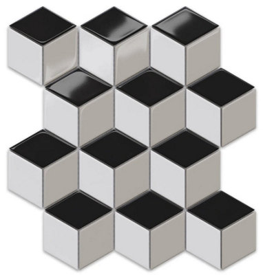 Ilcom Mosaic Tile Sheet In Ceramic On Mesh 25.5Cm X 29.5CmKubrick from B&Q