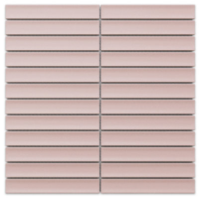 Ilcom Mosaic Tile Sheet In Ceramic On Mesh 29.5Cm X 29CmMatt Pink Piano from B&Q